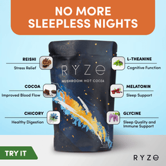 RYZE Hot Cocoa - with 6 Sleep Superfoods to Help Fall Asleep and Stay Asleep - Simple Use